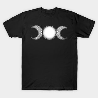 Triple Moon Goddess black and white T-Shirt